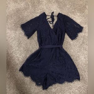 Francesca Navy Blue Lace Romper NWT
